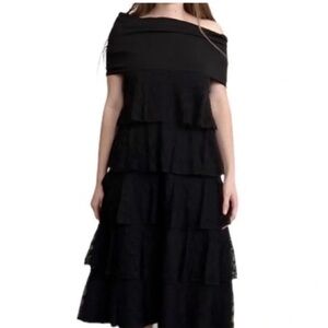 Anne Fontaine Mirage Black Tiered Ruffle Dress